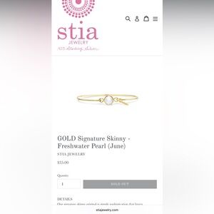 Stia Gold Signature Skinny Bracelet with Freshwater Pearl